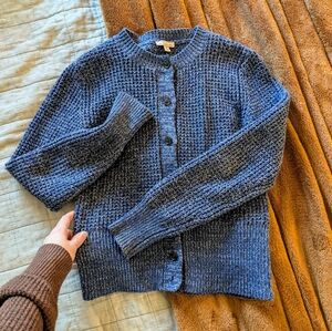 Vintage GAP Waffle Knit Cotton Button Cardigan Sweater, Size XS in Heather Blue
